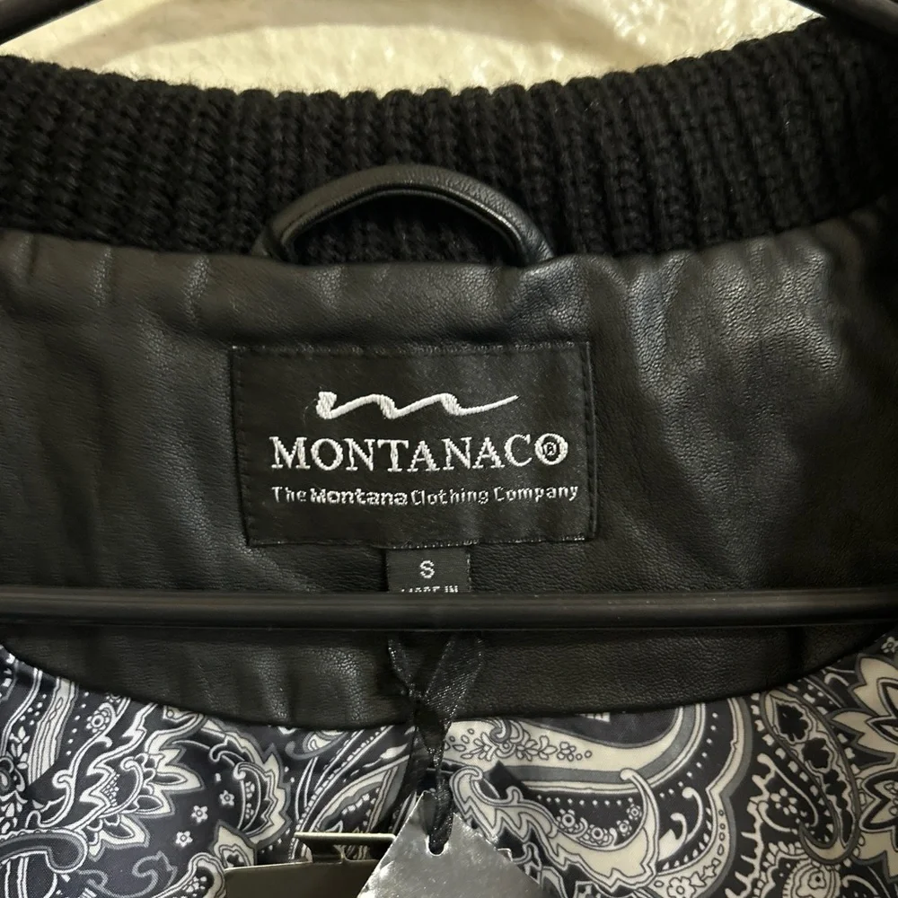 MontanaCo women’s vest faux leather cowl neck black size small new with‎ tags